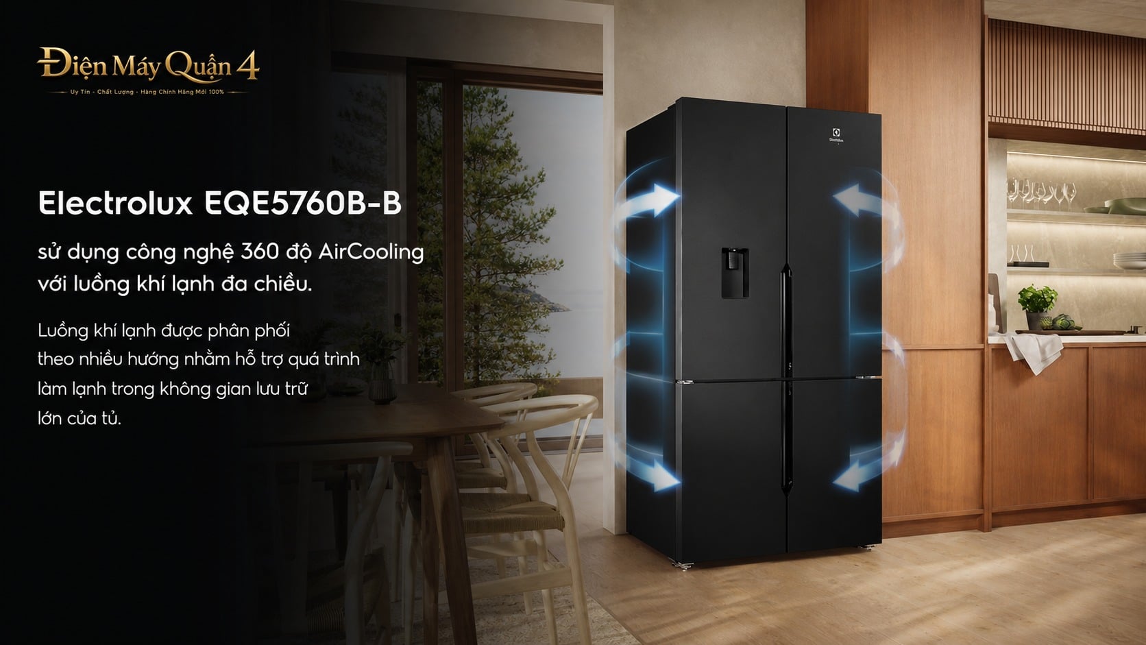 Ảnh minh họa Tủ lạnh Electrolux 4 cánh Serie 800 562 lít EQE5760B-B 3