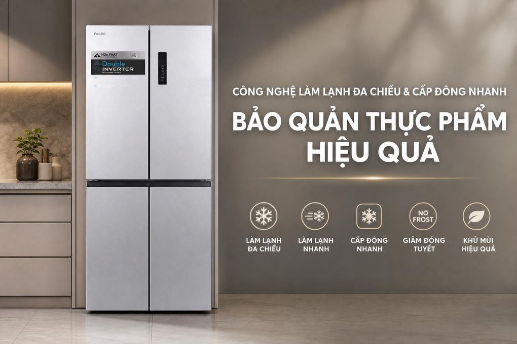 Ảnh minh họa Tủ lạnh Funiki Inverter 415 lít Multi Door HR M8415SS 3