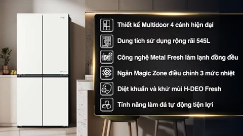 Tủ lạnh Haier Inverter 545 lít Multi Door HM650AGWVNU1