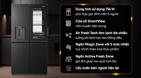 Tủ lạnh Haier Inverter 716 lít Multi Door HM829ASWMBVNU1