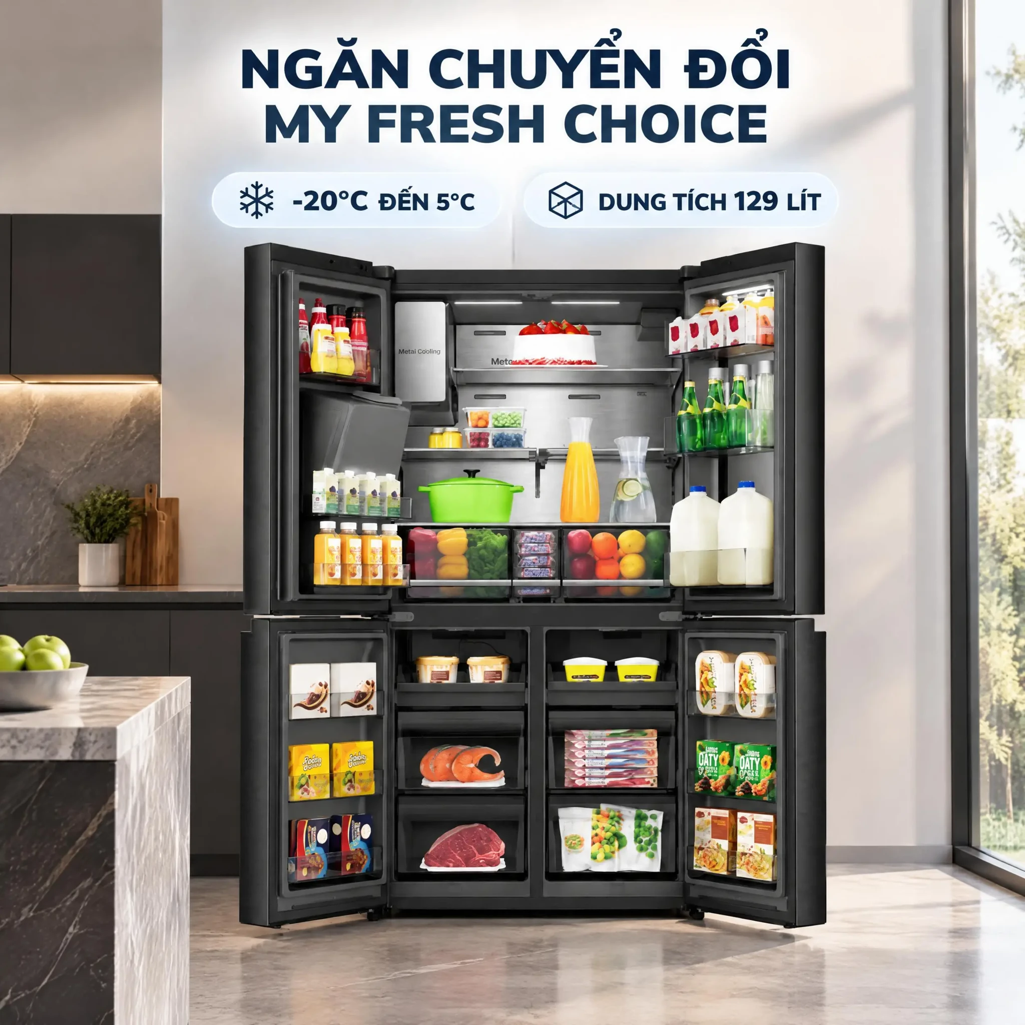 Ảnh minh họa Tủ lạnh Hisense Inverter 615 lít Multi Door RQ600P7AB 1