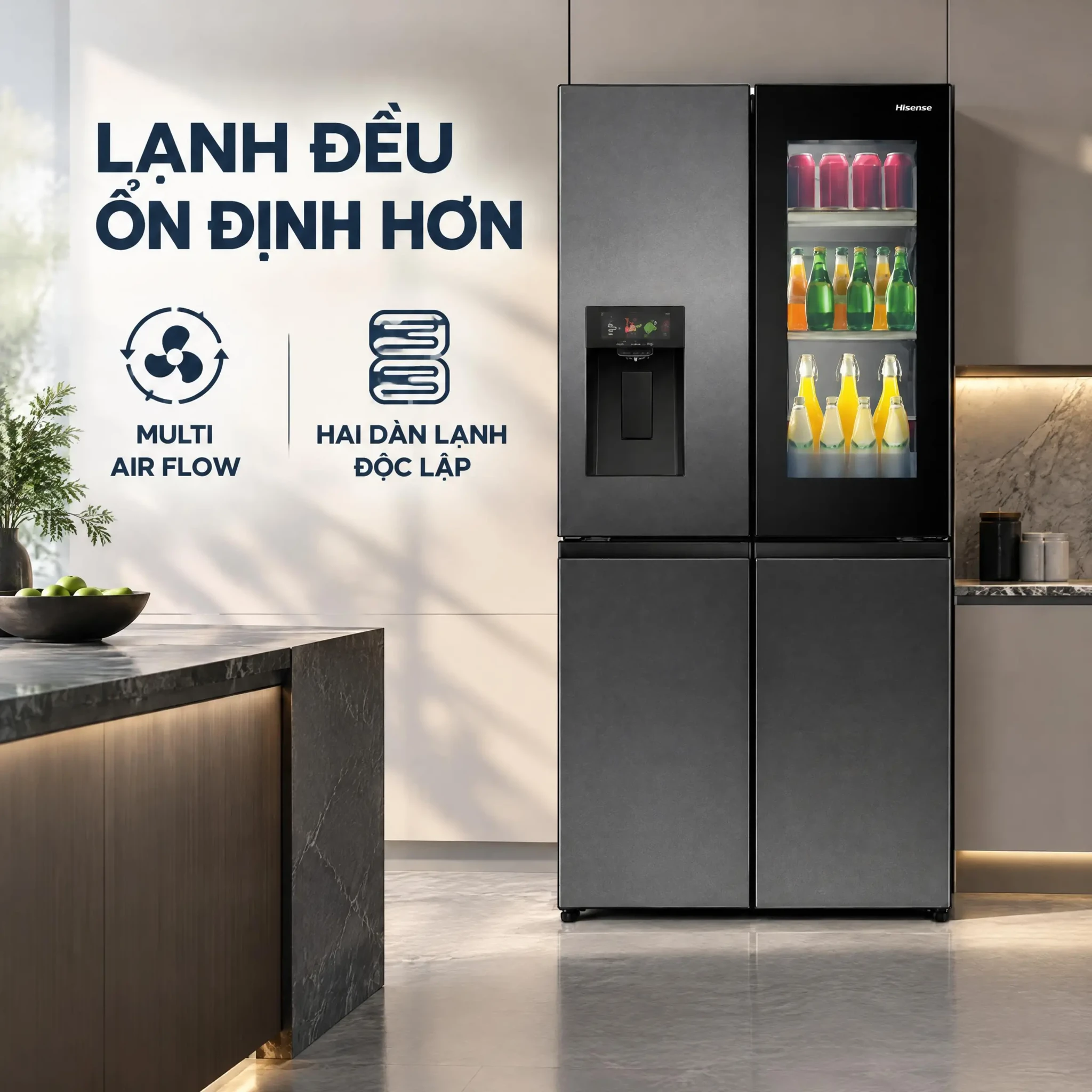 Ảnh minh họa Tủ lạnh Hisense Inverter 615 lít Multi Door RQ600P7AB 2