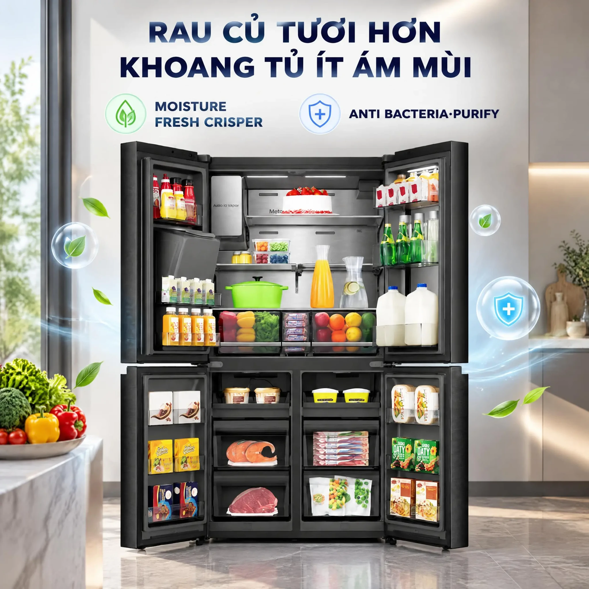 Ảnh minh họa Tủ lạnh Hisense Inverter 615 lít Multi Door RQ600P7AB 3