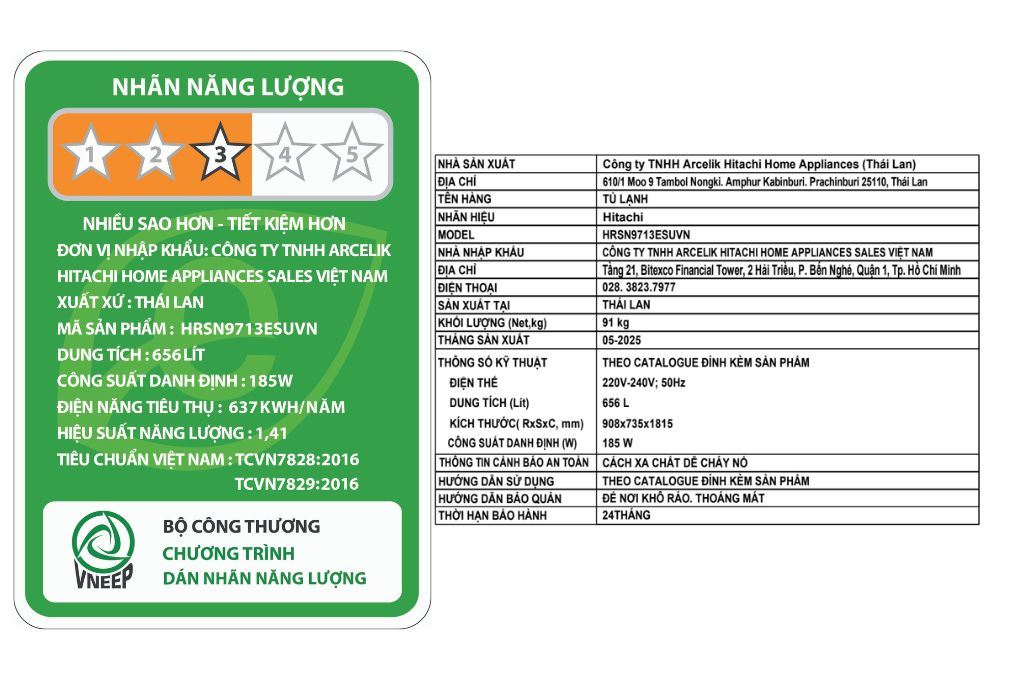 Ảnh minh họa Tủ lạnh Hitachi Inverter 656 lít Side By Side HRSN9713ESUVN 3