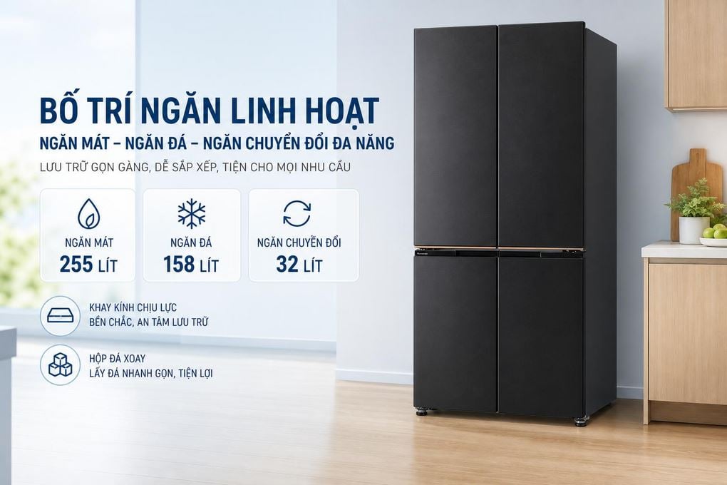 Ảnh minh họa Tủ lạnh Panasonic Inverter 445 lít Multi Door NR-XZ520CWKV 1