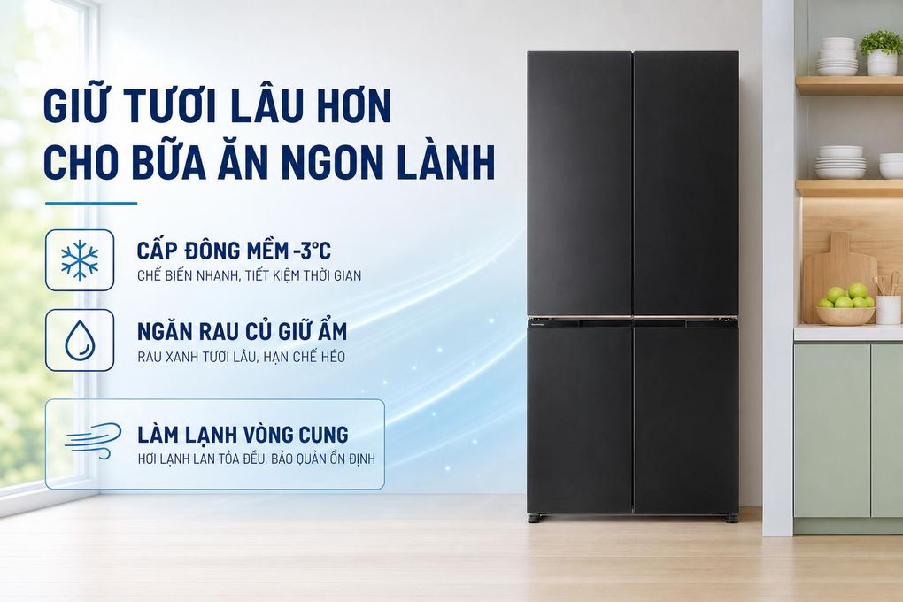 Ảnh minh họa Tủ lạnh Panasonic Inverter 445 lít Multi Door NR-XZ520CWKV 2
