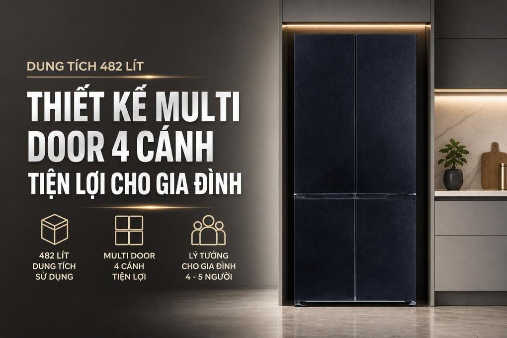 Ảnh minh họa Tủ lạnh Panasonic Inverter 482 lít Multi Door NR-XZ550HGKV 3
