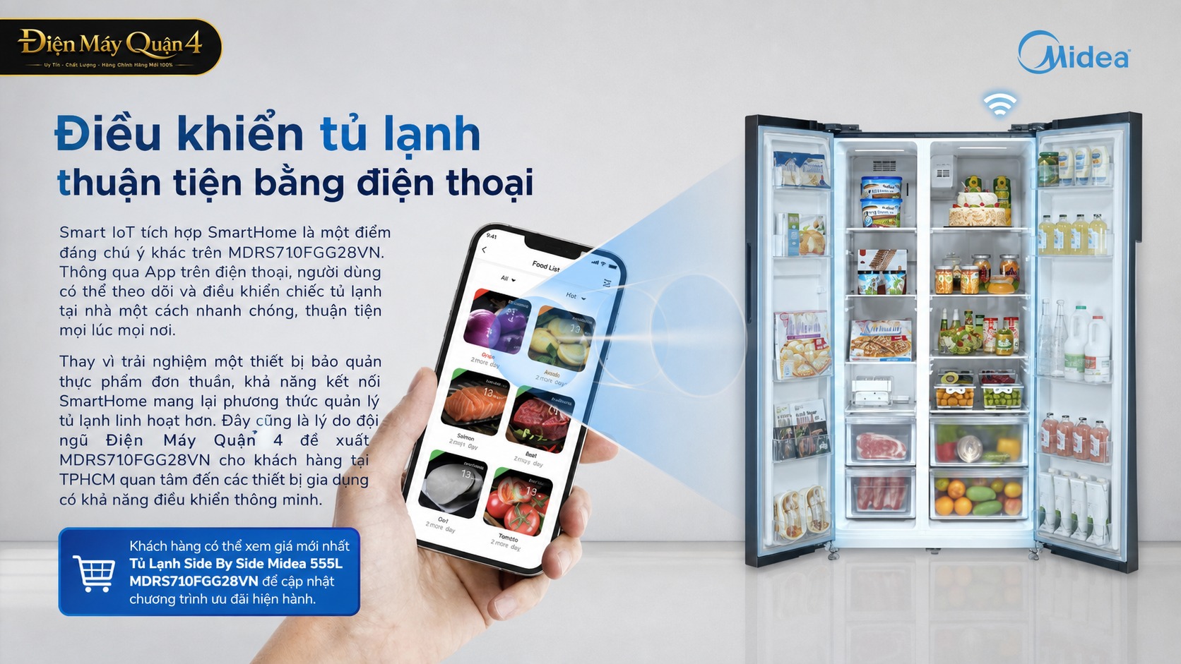 Ảnh minh họa Tủ Lạnh Side By Side Midea 555L MDRS710FGG28VN 1