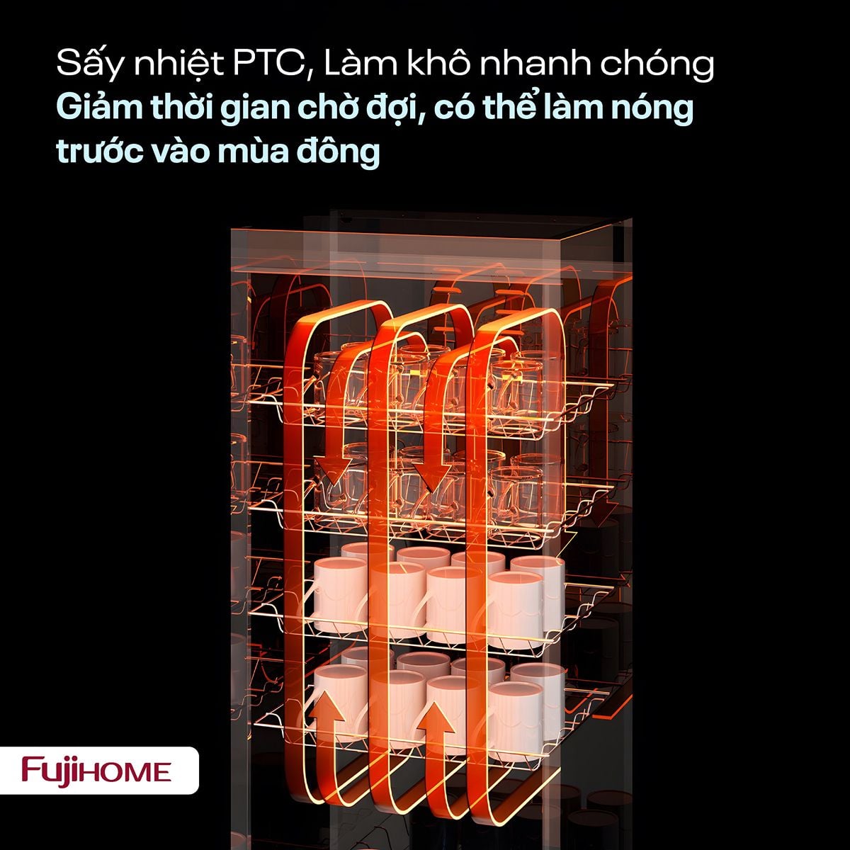 Ảnh minh họa Tủ sấy chén bát tiệt trùng Fujihome DD180 2