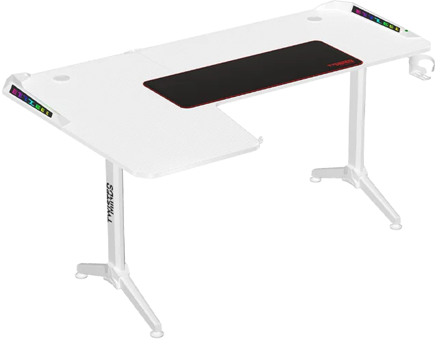 Twisted Minds WARRIOR Bàn gaming RGB chữ L (góc trái) Trắng (160*100*75cm)