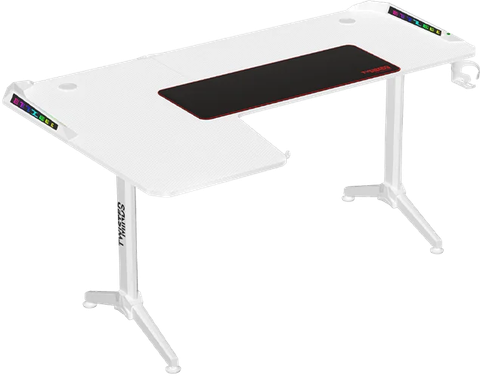 Twisted Minds WARRIOR Bàn gaming RGB chữ L Trắng (góc trái)