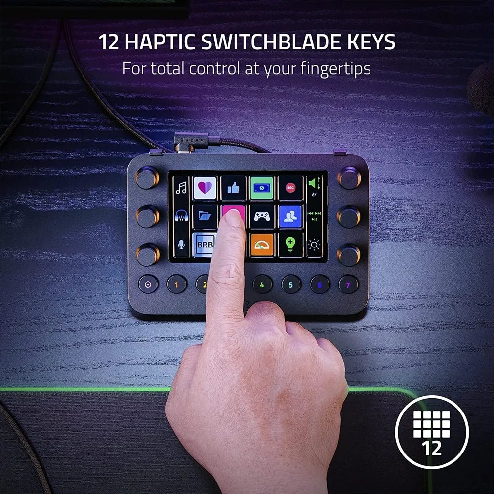 Ảnh minh họa Razer Stream Controller – Bộ điều khiển streaming đa năng với 12 phím LCD và 6 núm xoay analog – Black 1