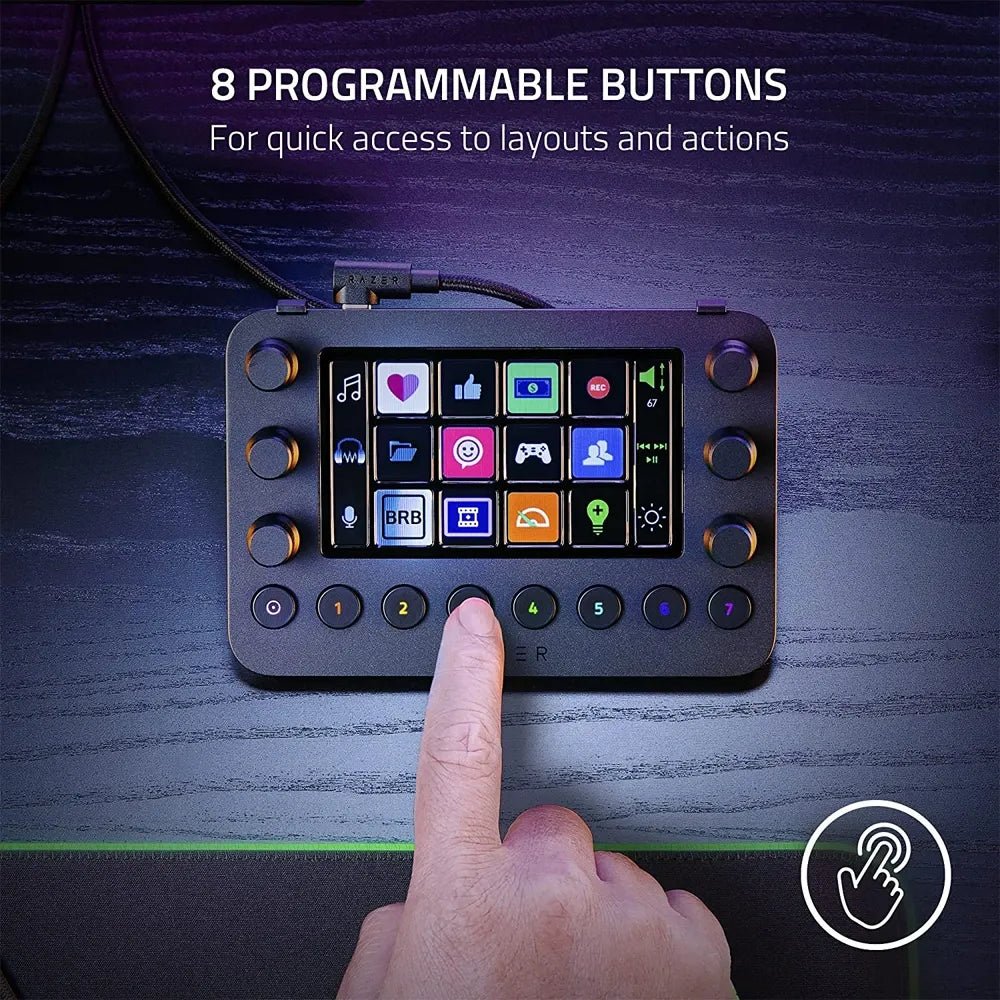 Ảnh minh họa Razer Stream Controller – Bộ điều khiển streaming đa năng với 12 phím LCD và 6 núm xoay analog – Black 2