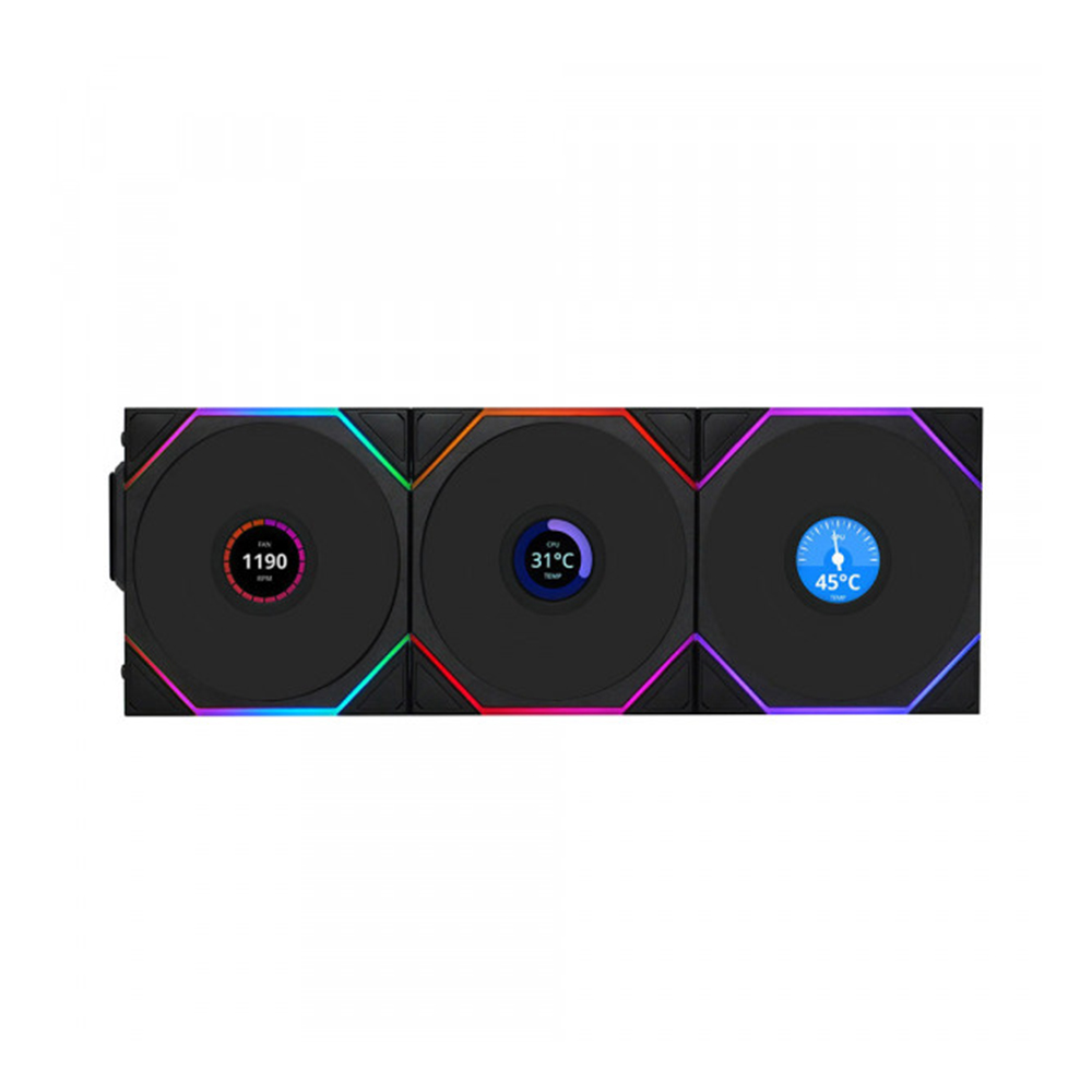 Quạt tản nhiệt máy tính Lian Li TL LCD Wireless 120-3 Black - 12TLLCD1W3B