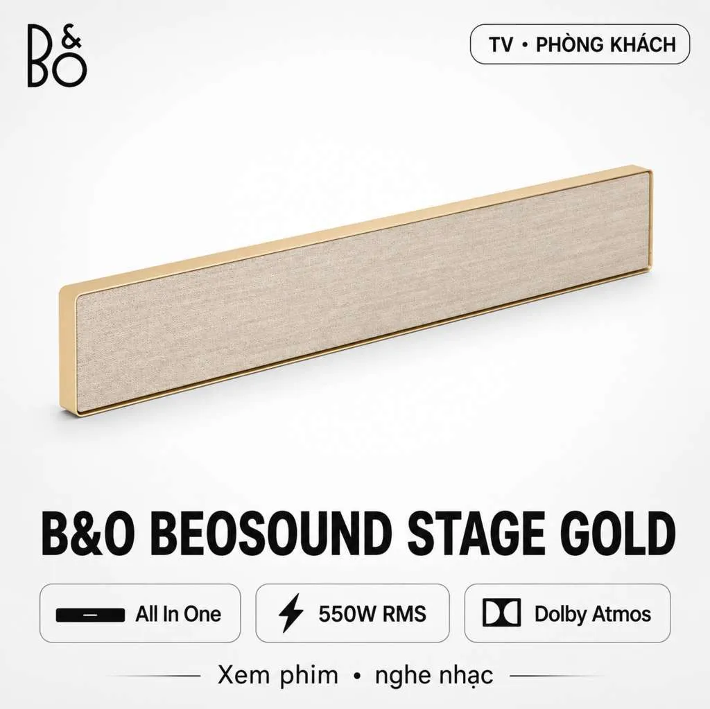Ảnh minh họa Loa Soundbar B&O Beosound Stage Gold (550W, HDMI, Bluetooth, Wifi, Aux, BH 3 năm) 1