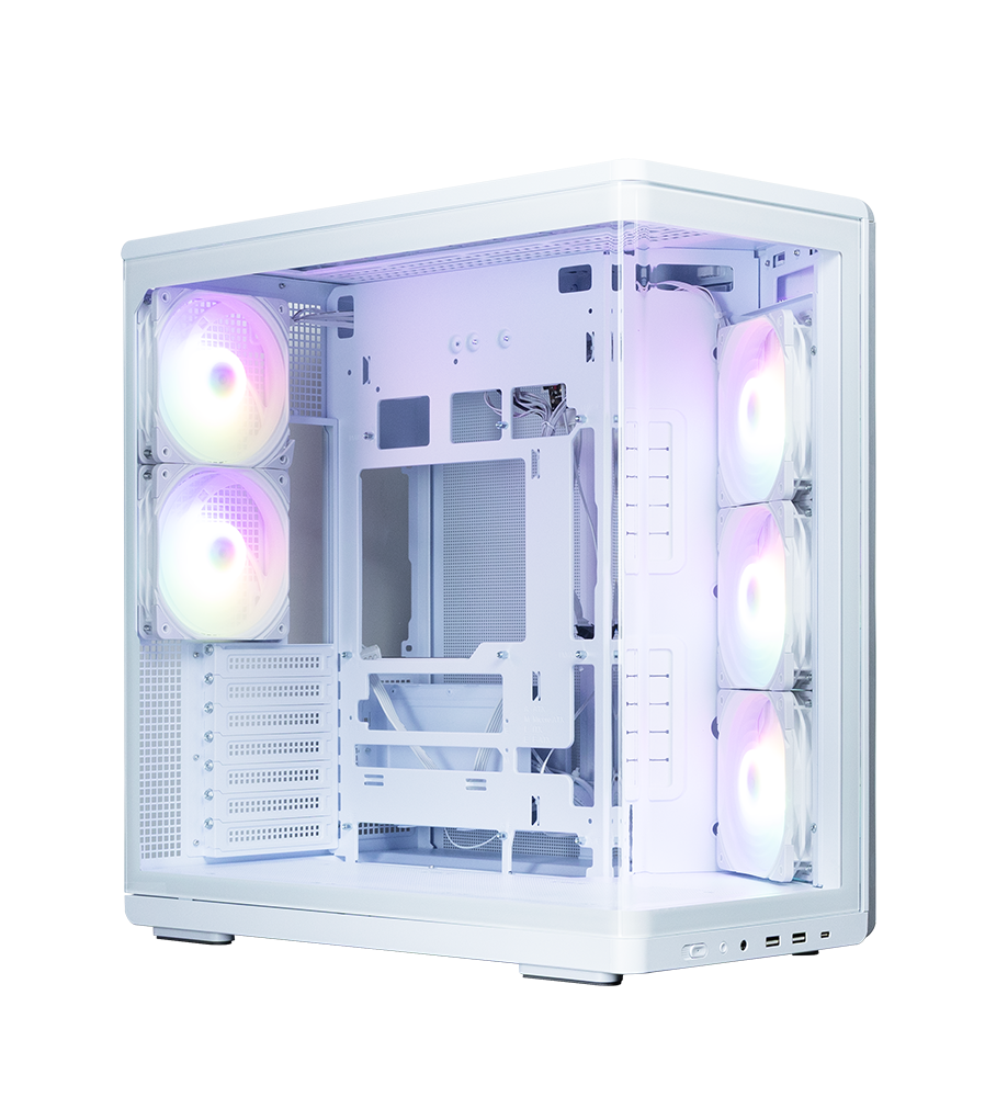 Thùng máy hồ cá Zalman P60 Kính cong Nguyên Khối (Kèm sẵn 5 Fan) | ATX, Trắng