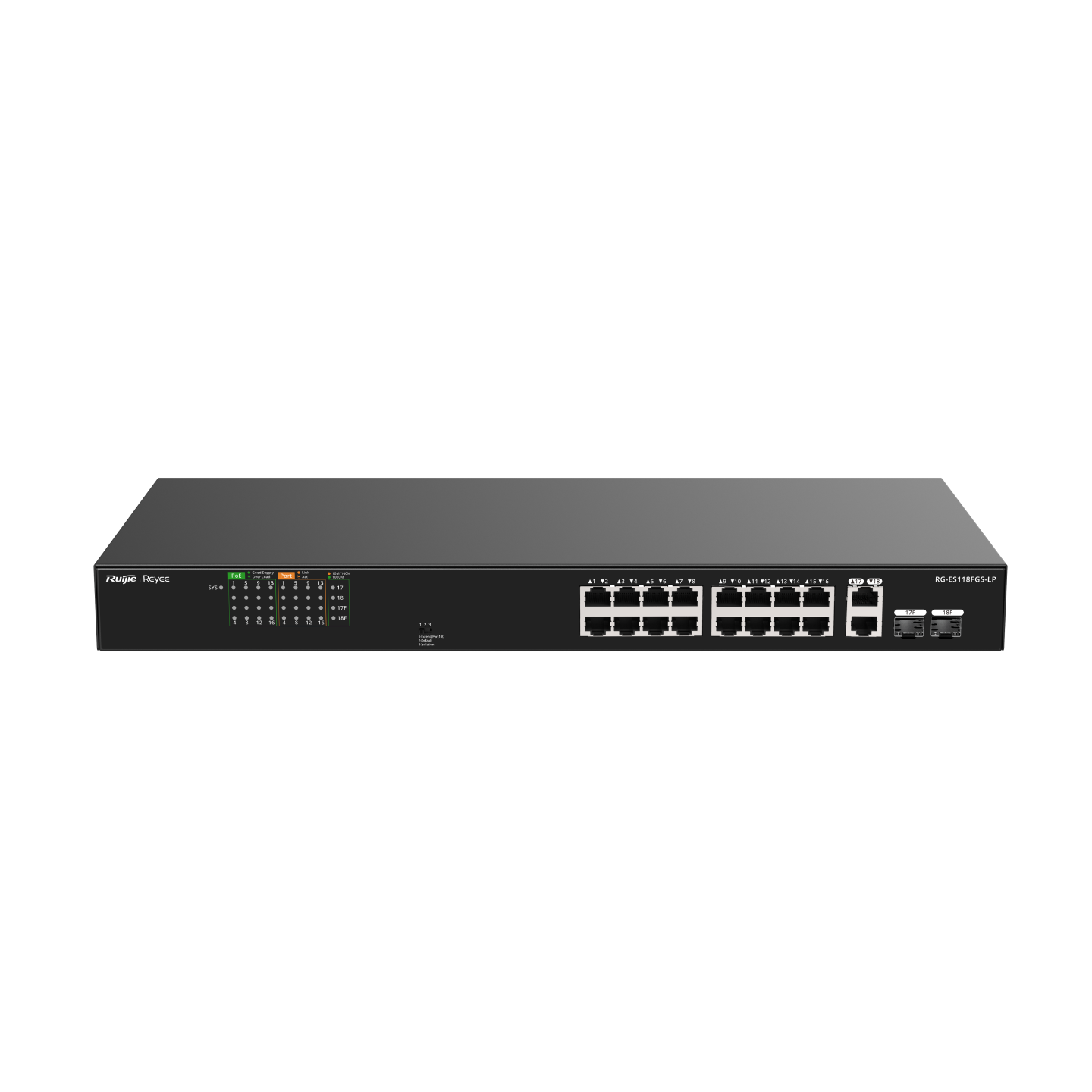 Ảnh minh họa Unmanaged switch 16 cổng PoE RUIJIE RG-ES118FGS-LP 1