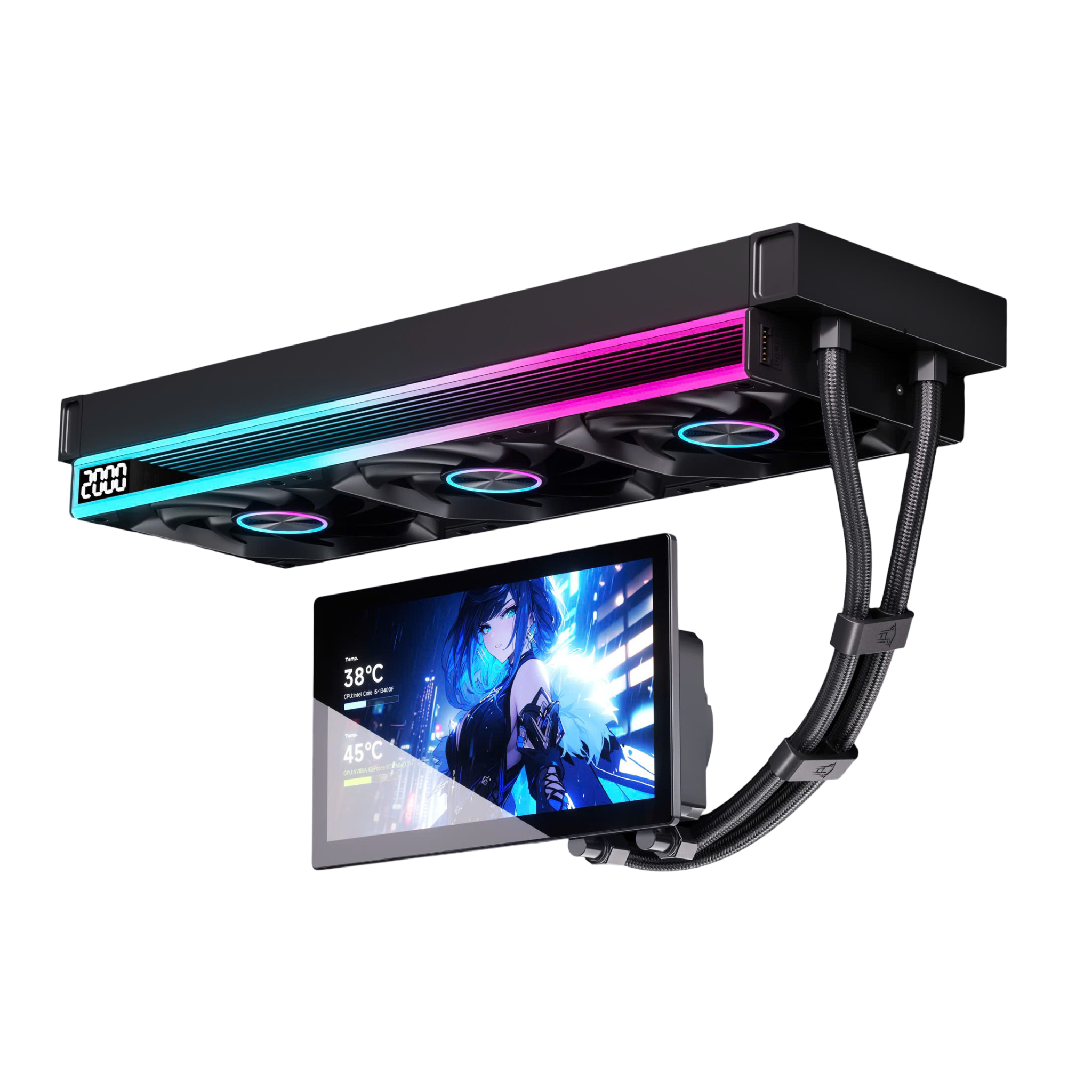 Tản nhiệt nước Leopard UltraFlow 360 ARGB LCD 7 Inch | AIO 360mm, Công suất 320W, Đen