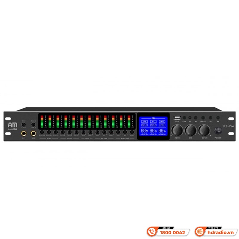 Ảnh minh họa Vang cơ AM K9 Pro, FBX, Reverb, Echo, Bluetooth, USB, AUX, Optical 2