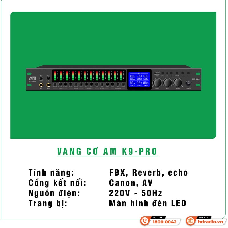 Ảnh minh họa Vang cơ AM K9 Pro, FBX, Reverb, Echo, Bluetooth, USB, AUX, Optical 3