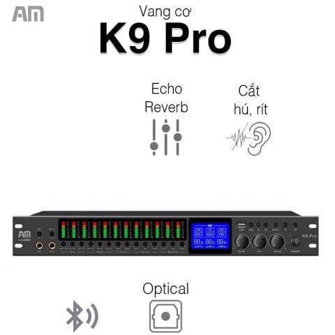 Vang cơ AM K9 Pro, FBX, Reverb, Echo, Bluetooth, USB, AUX, Optical