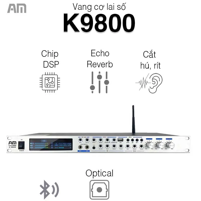 Vang cơ AM K9800, Echo, USB, Bluetooth, Optical