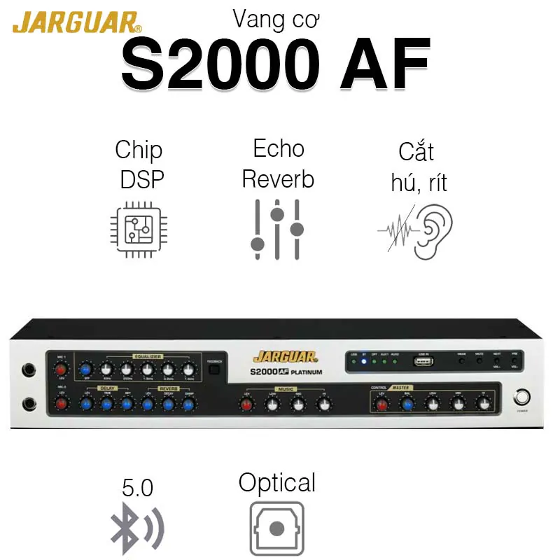 Vang Cơ Jarguar S2000 AF Platinum (2025) 4CH, Bluetooth 5.0, Reverb, Echo