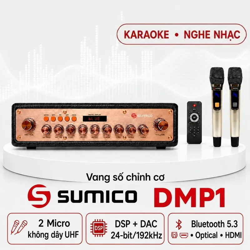 Vang số chỉnh cơ Sumico DMP1 (tích hợp Bluetooth, kèm 2 micro)