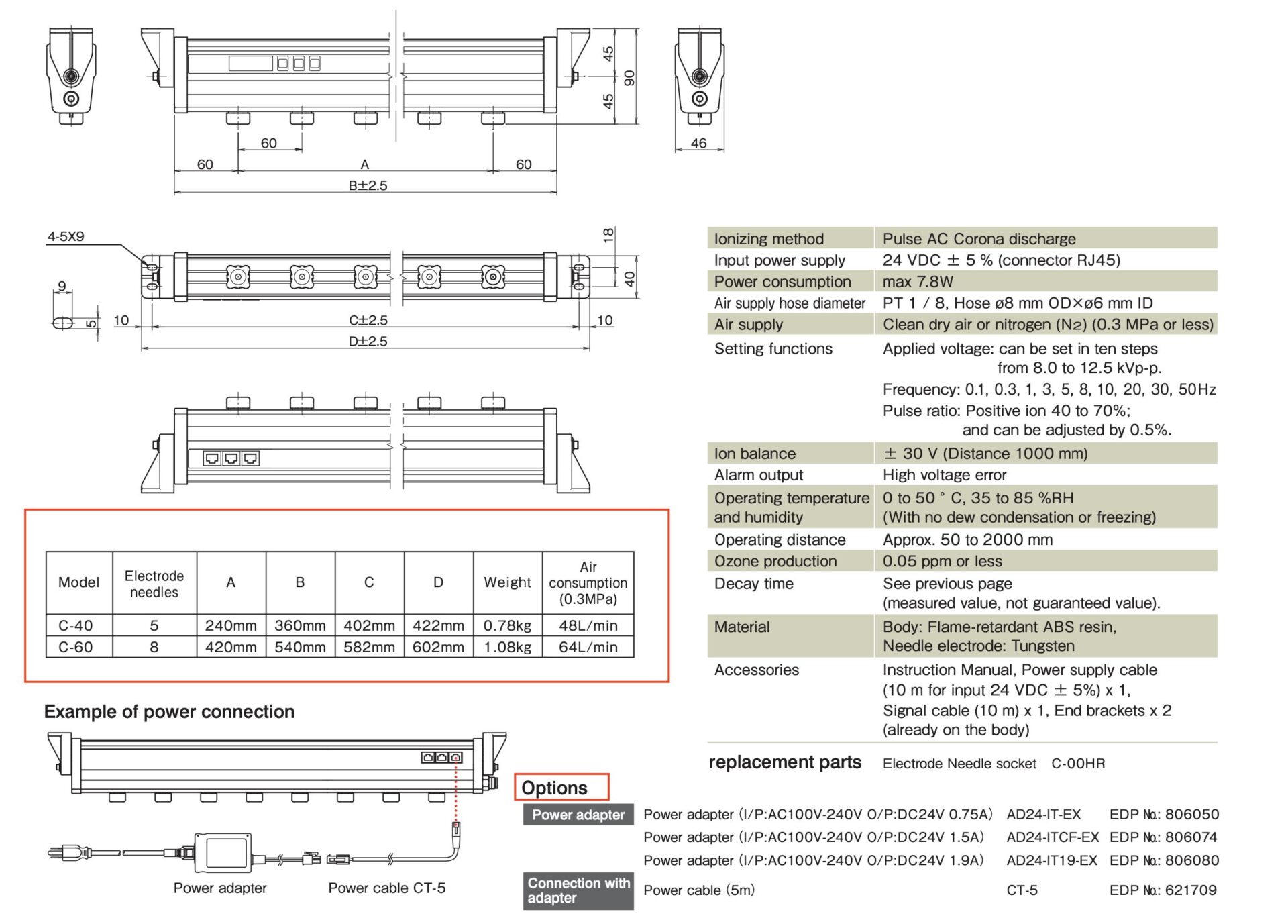 Ảnh minh họa VESSEL C-60 thanh khử tĩnh điện 24 VDC (± 30V/ 602 mm/ 64L/phút) 3