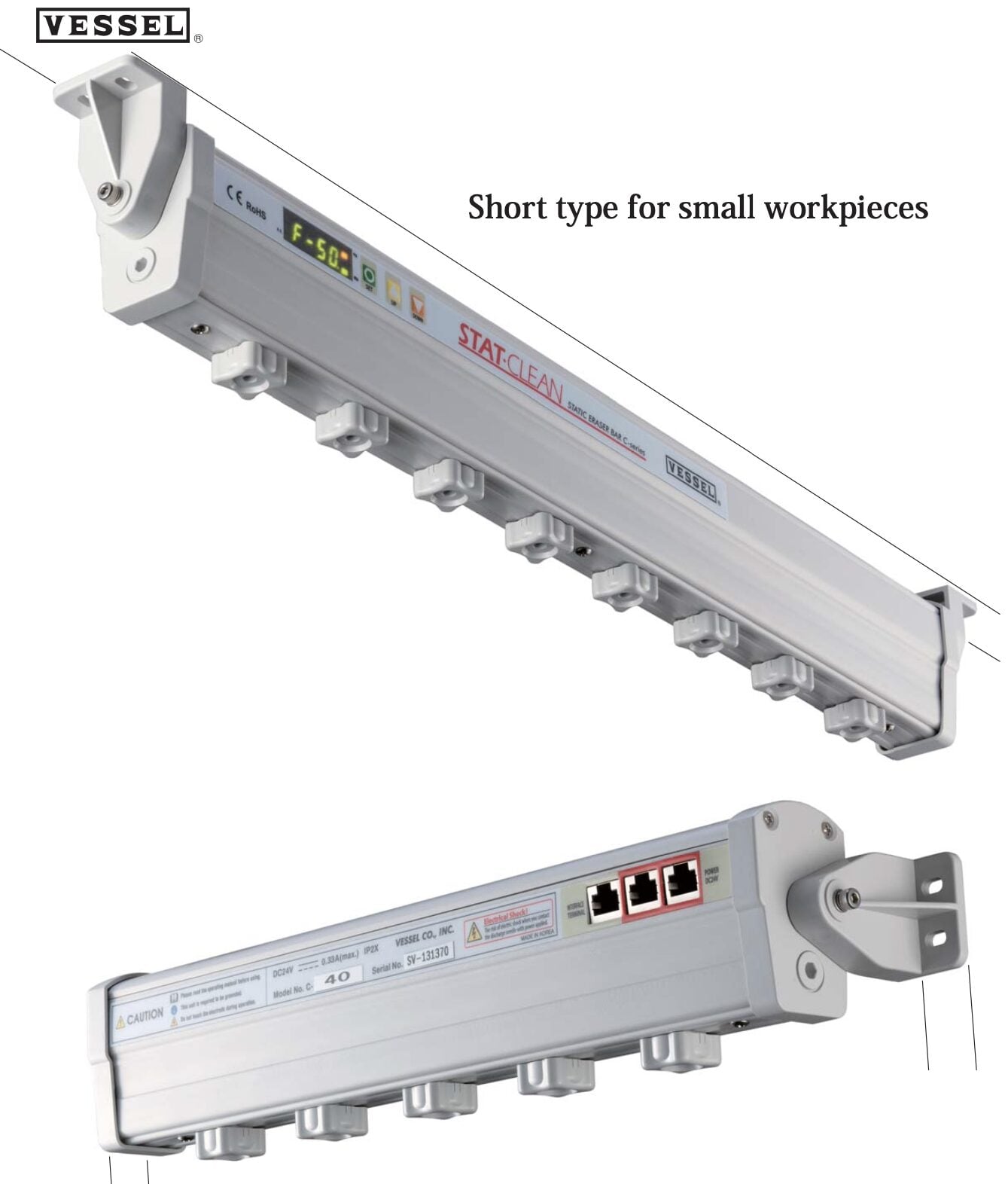 VESSEL C-60 thanh khử tĩnh điện 24 VDC (± 30V/ 602 mm/ 64L/phút)