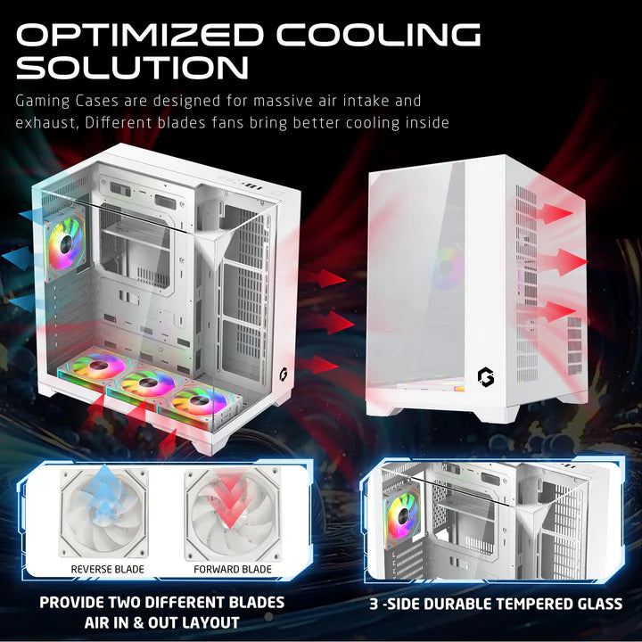 Ảnh minh họa Vỏ Case Gaming ATX Mid Tower GAMEON Valkyrie I Series – Trắng 2