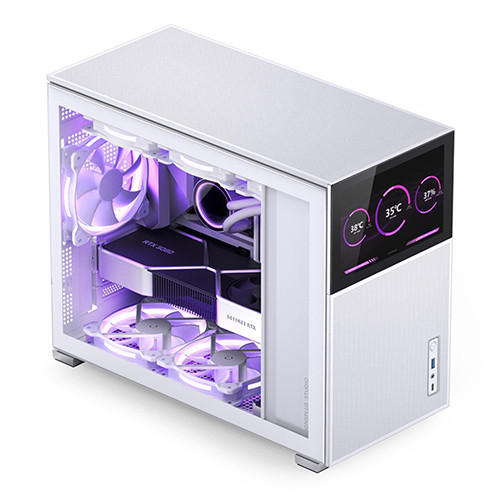 Ảnh minh họa Vỏ Case JONSBO D31 MESH SC WHITE (MINI TOWER | Màu Trắng | Màn hình phụ 8'') 2