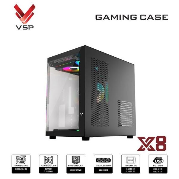 Ảnh minh họa Vỏ Case VSP X8 - Đen | Hồ cá, không kèm fan 2