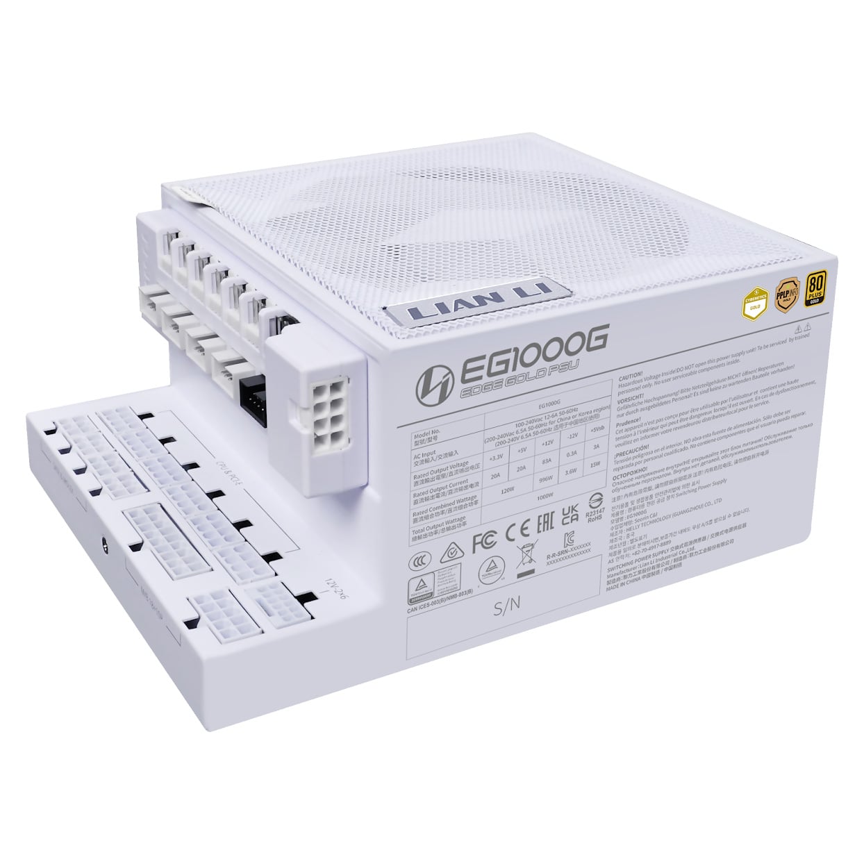 Nguồn máy tính LianLi EDGE 1000W Gold V2 (PSULLEG1000C.WH00.EU) | 80 Plus Gold, Full Modular, Kèm HUB, Trắng