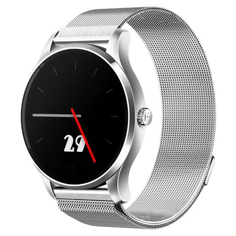 K88 Silver Steel – Đồng hồ thông minh 1,22 inch, Bluetooth, IP54, Theo dõi nhịp tim