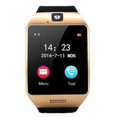  Q18S 1,54 inch Vàng Gold Dây Đen -  Màn hình IPS MTK6260A Đồng hồ thông minh Bluetooth 3.0 Điện thoại 