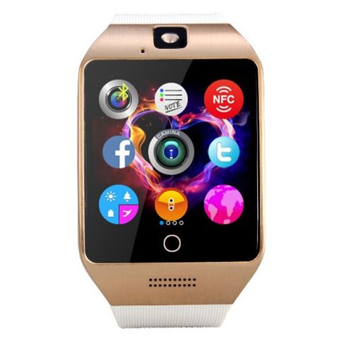Q18S 1,54 inch Vàng Gold Dây Trắng -  Màn hình IPS MTK6260A Đồng hồ thông minh Bluetooth 3.0 Điện thoại