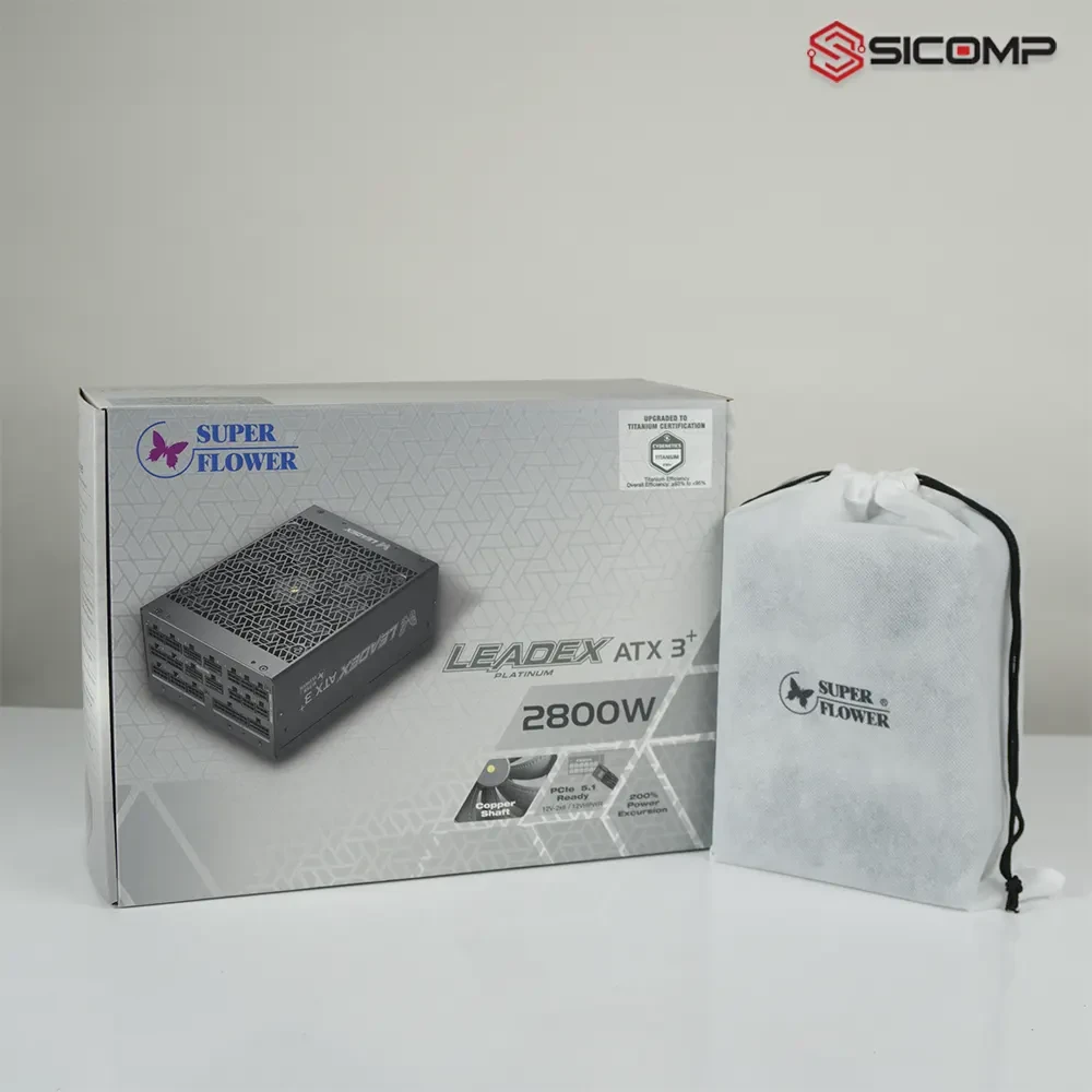 Ảnh minh họa NGUỒN MÁY TÍNH SUPER FLOWER LEADEX TITANIUM 2800W BLACK CYBENETICS TITANIUM, ATX 3.1, PCIe 5.1 1