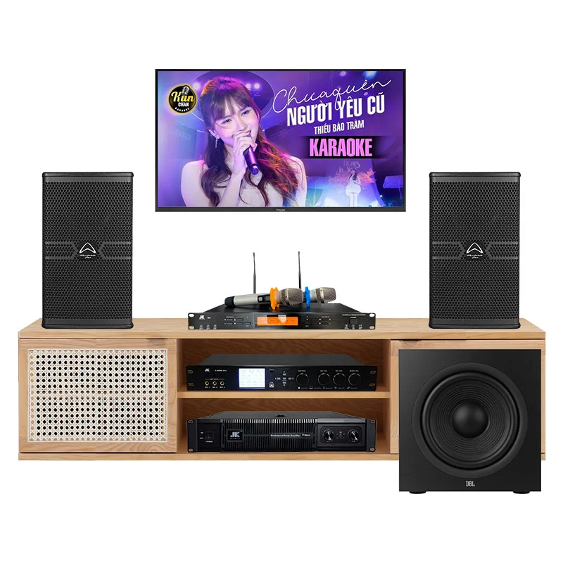 Dàn karaoke Wharfedale HDR117 (Wharfedale ANGLO E10, JKaudio D2600, X9000 Pro, JKAudio B9, JBL Stage 220P)