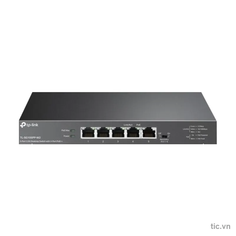 Switch PoE 5 cổng 2.5G TP-Link TL-SG105PP-M2 4 cổng PoE++ 123W Chính Hãng