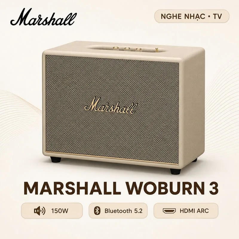 Ảnh minh họa Loa Marshall Woburn 3 (III) Chính Hãng ASH (150W, Bluetooth 5.2, AUX, RCA, HDMI ARC, Knob) 1
