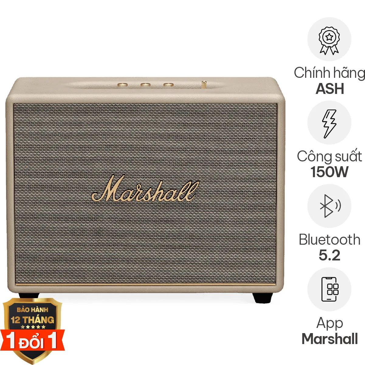 Ảnh minh họa Loa Marshall Woburn 3 (III) Chính Hãng ASH (150W, Bluetooth 5.2, AUX, RCA, HDMI ARC, Knob) 2