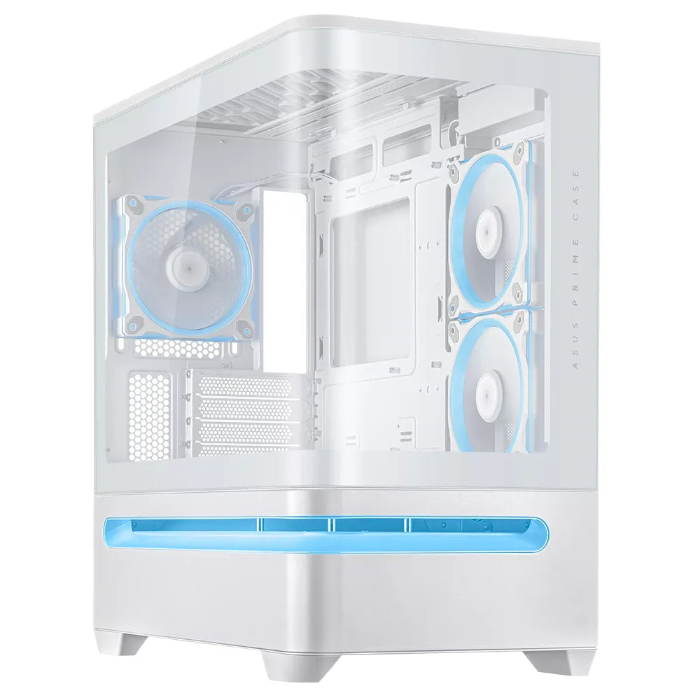 Ảnh minh họa Vỏ Case Gaming Mid-Tower mATX ASUS Prime AP202 ARGB với kính cường lực cong và 3 quạt ARGB - Trắng 1
