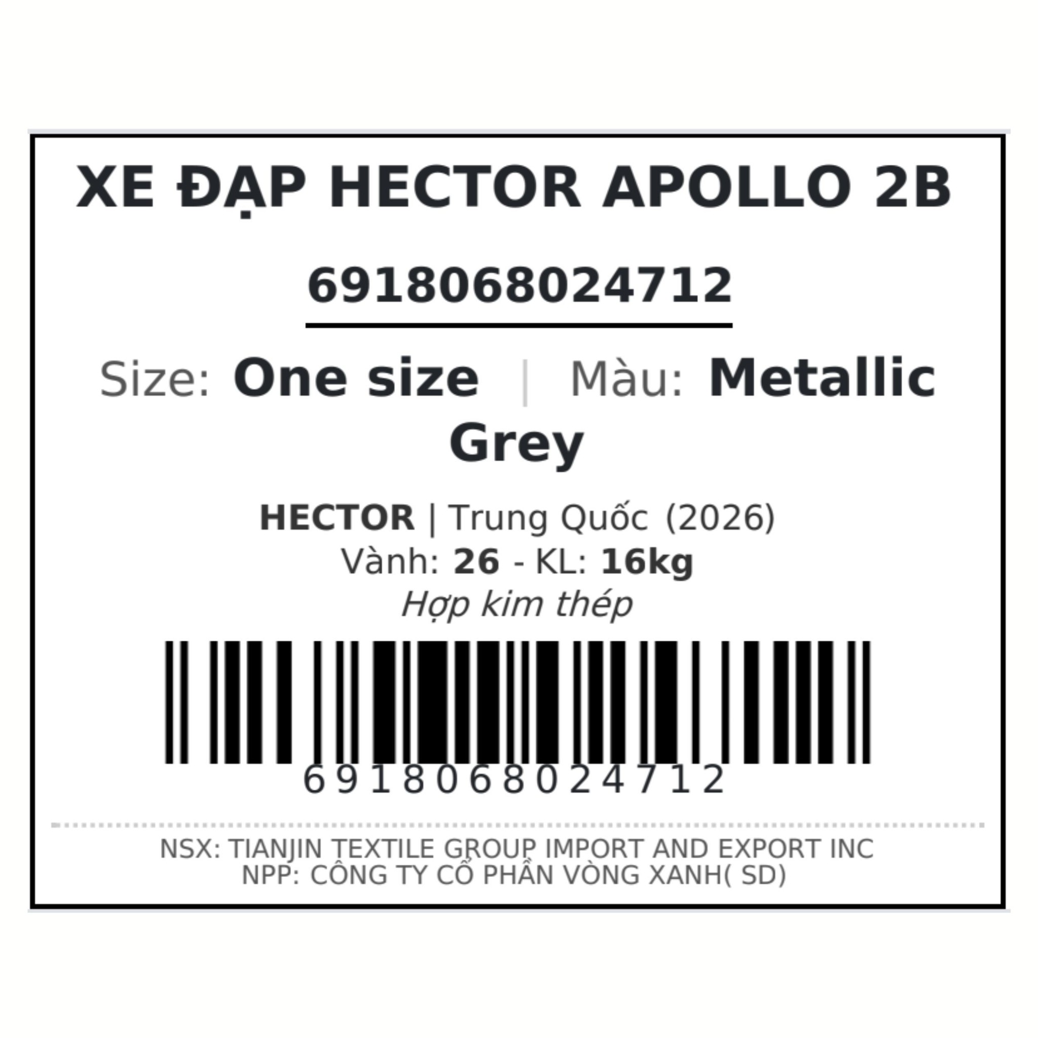 Ảnh minh họa Xe Đạp Địa Hình HECTOR APOLLO 2B 26 INCH Xám 3