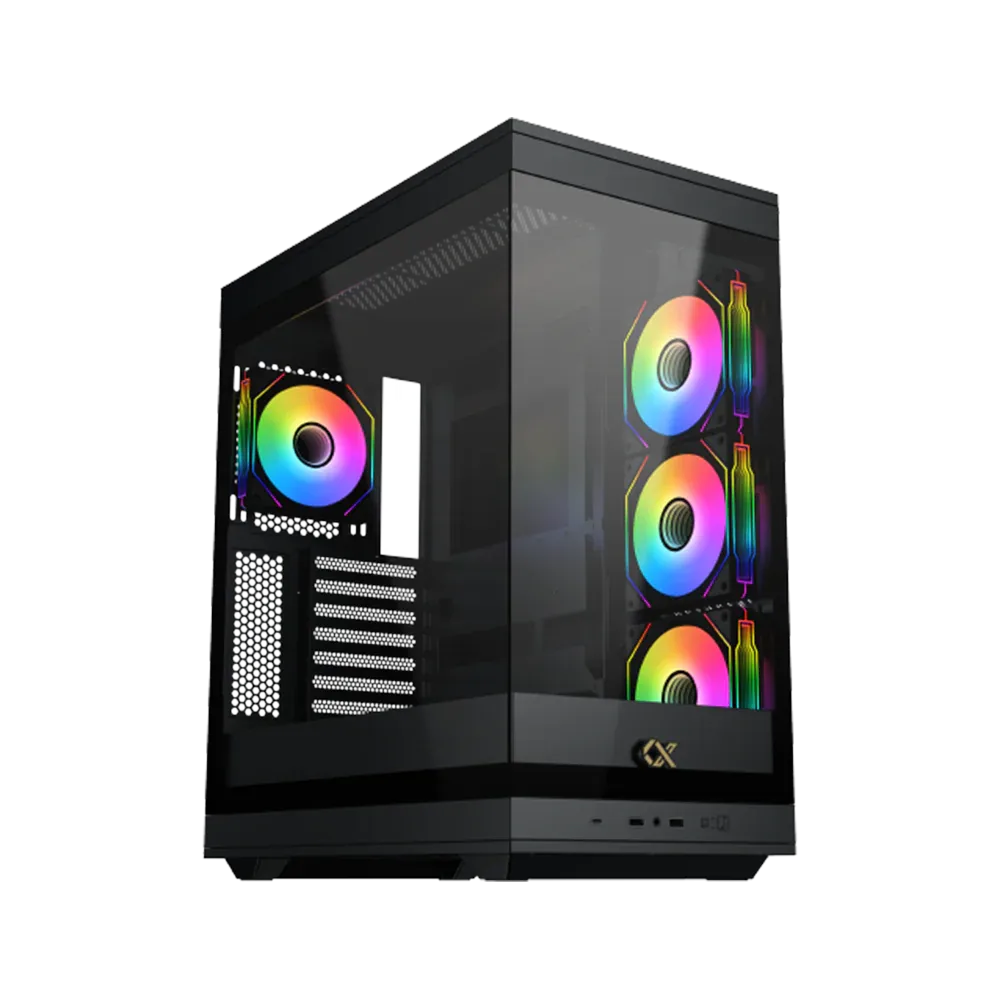 XIGMATEK Meta ARGB E-ATX Mid-Tower Gaming Case với 4 quạt ARGB - Black
