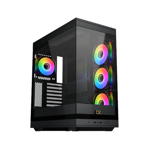 XIGMATEK Meta ARGB E-ATX Mid-Tower Gaming Case với 4 quạt ARGB - Black
