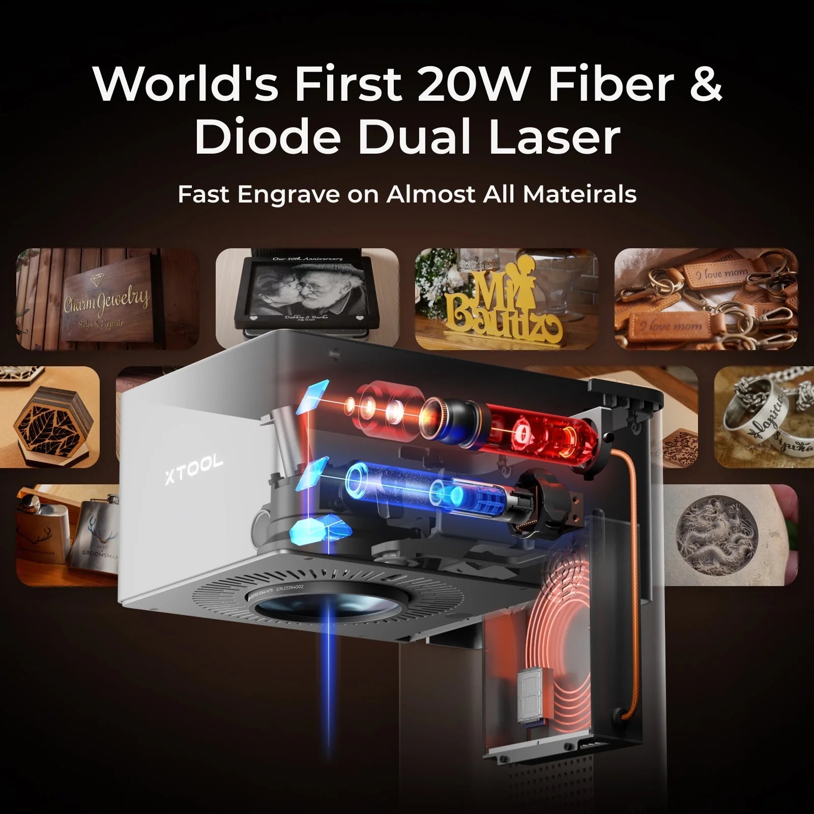 Ảnh minh họa xTool F1 Ultra 20W Máy khắc Laser Fiber & Diode kép Gói Deluxe 3