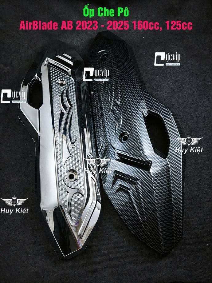 Ốp Che Pô AirBlade AB 2023 - 2025 160cc, 125cc Xi Mạ Crom, Carbon, Đen Nhám MS6800
