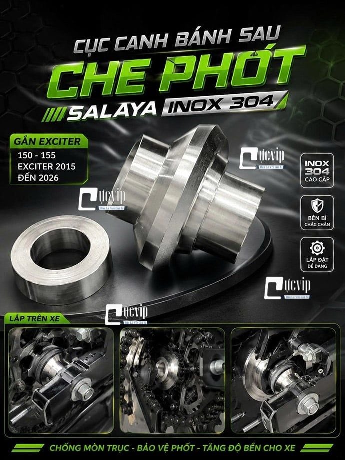 Combo 2 Cục Canh Bánh Sau [Che Phốt] Salaya Inox 304 Gắn Exciter 150, Exciter 155, Exciter 2015 - 2026 MS7013