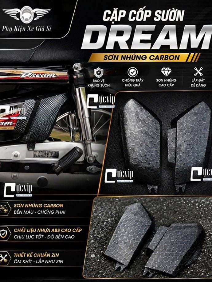Bộ [2 Cái] Ốp Cốp Sườn Super Dream 100 110 [Sơn Nhúng Carbon] MS6997